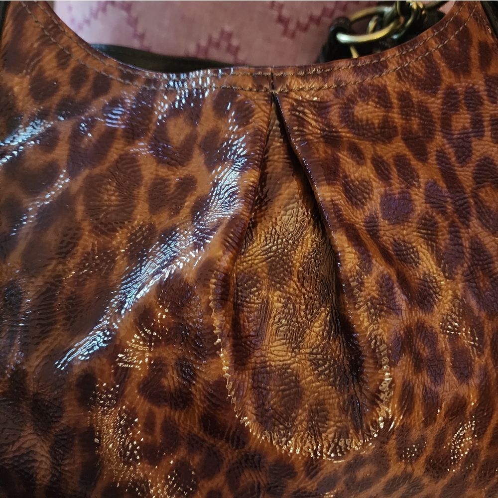 Coach Maggie Mia Patent Leather Ocelot Print Purse, Gold Hardware - Picture 2 of 14